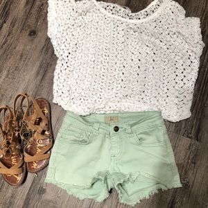 Altar’d State Mint Green Cut off Shorts